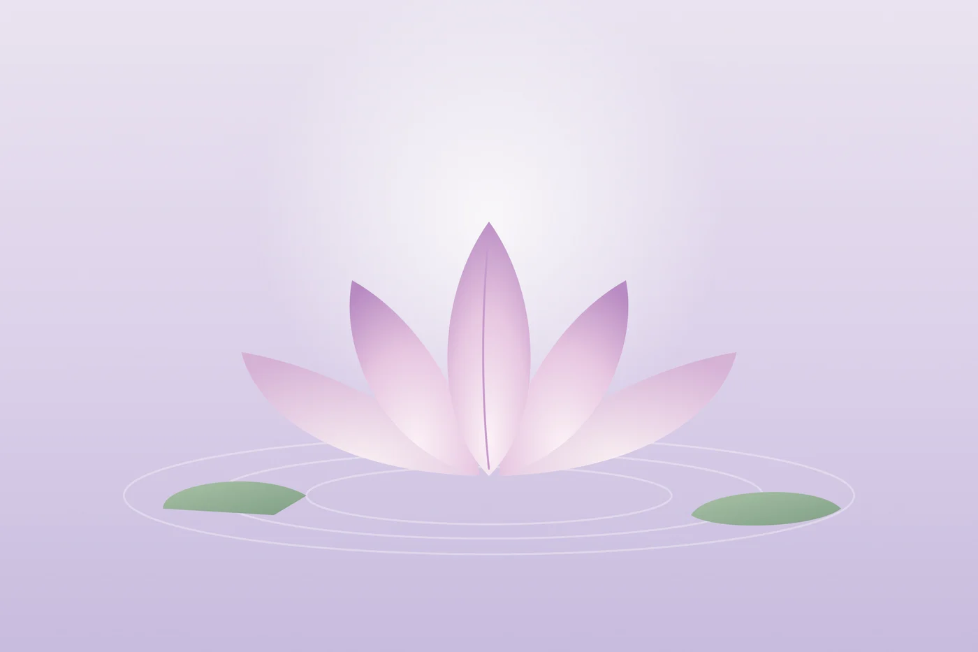Ilustración de una flor de loto abriéndose sobre un cuenco de agua, en tonos rosa
