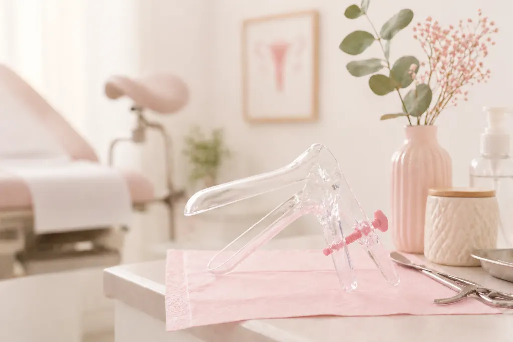 Consulta de ginecología con flores